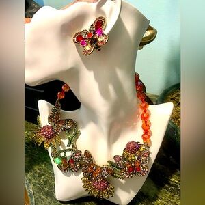 Heidi Daus “Butterfly’s 🦋 Aren’t FREE” Jewelry Set Swarovski Crystals